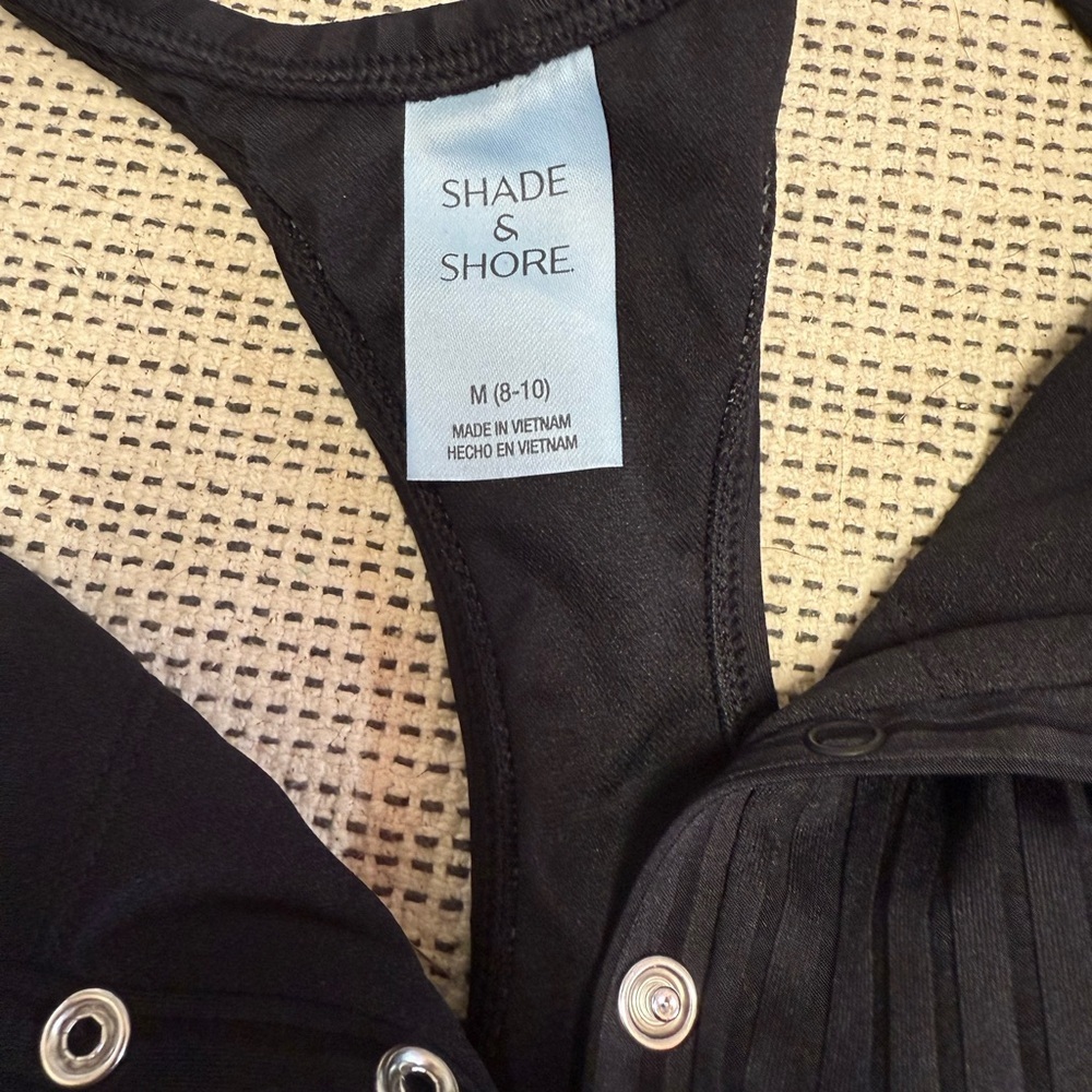 🎯60% OFF! Shade & Shore Women’s Black Ribbed One Piece Racerback Swimsuit - Picture 8 of 9